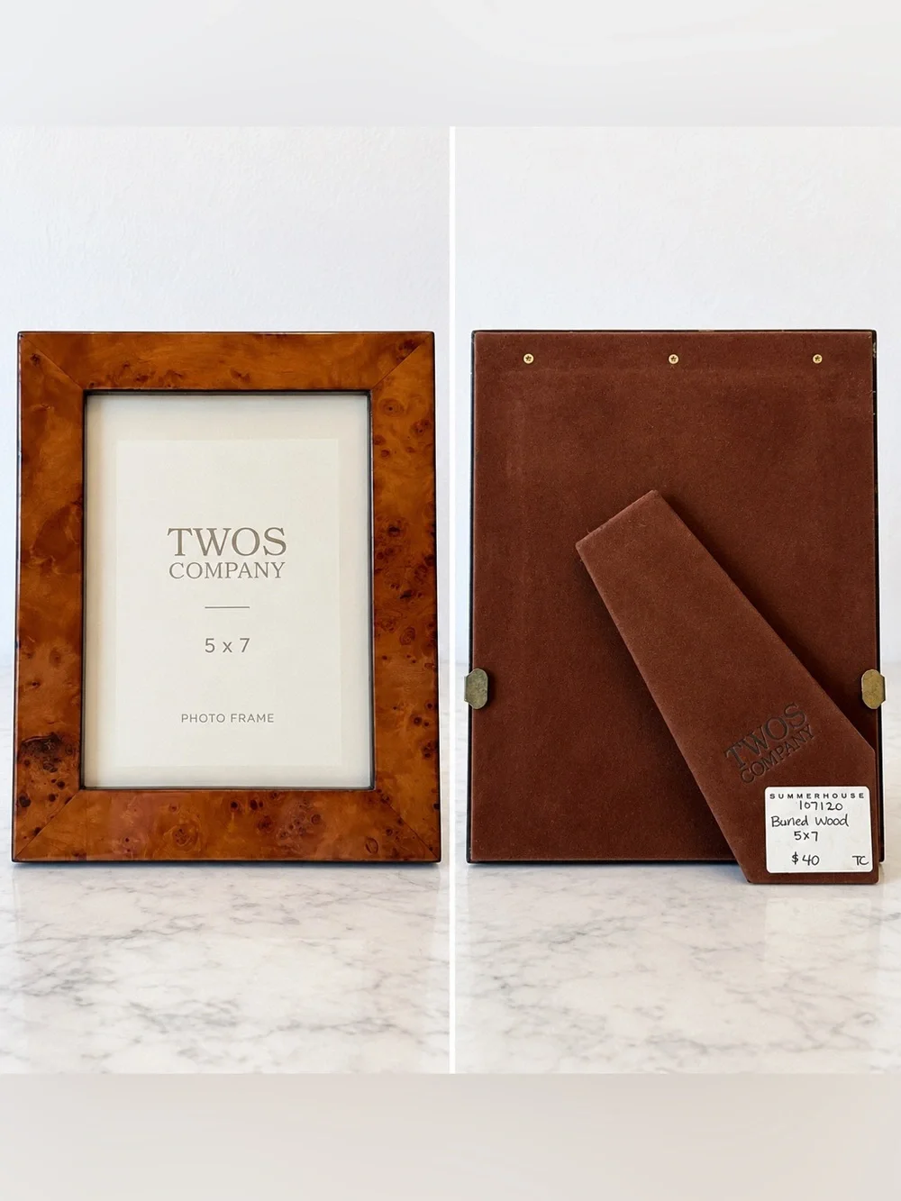 TWOS Company Burl Wood 5×7 Picture Frame – Brown Burled Wood